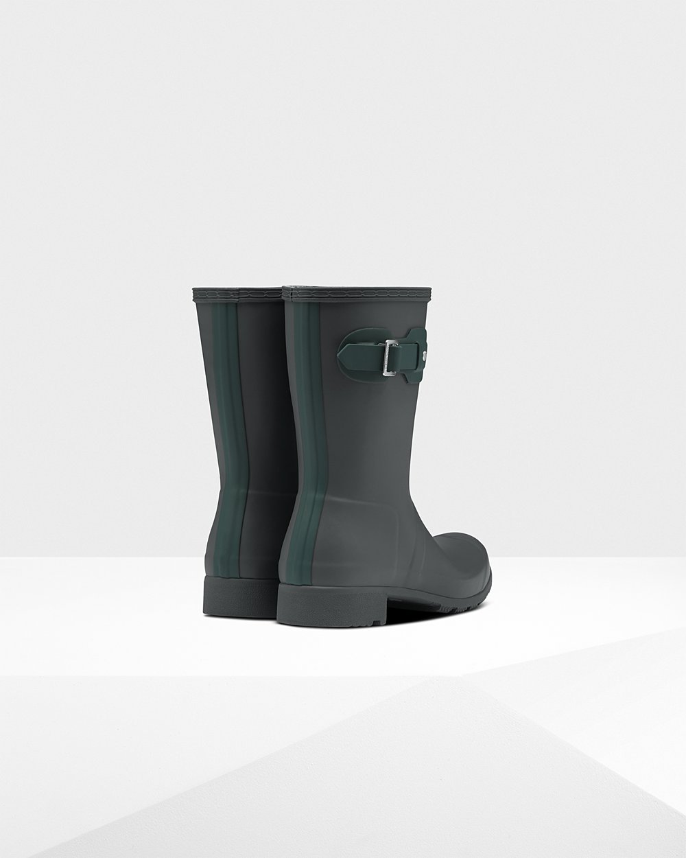 Womens Short Rain Boots - Hunter Original Tour Foldable (57QUDLZXF) - Deep Green